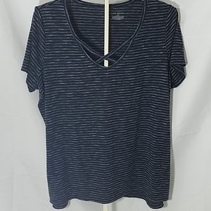 Lane Bryant Ribbed Navy Blouse